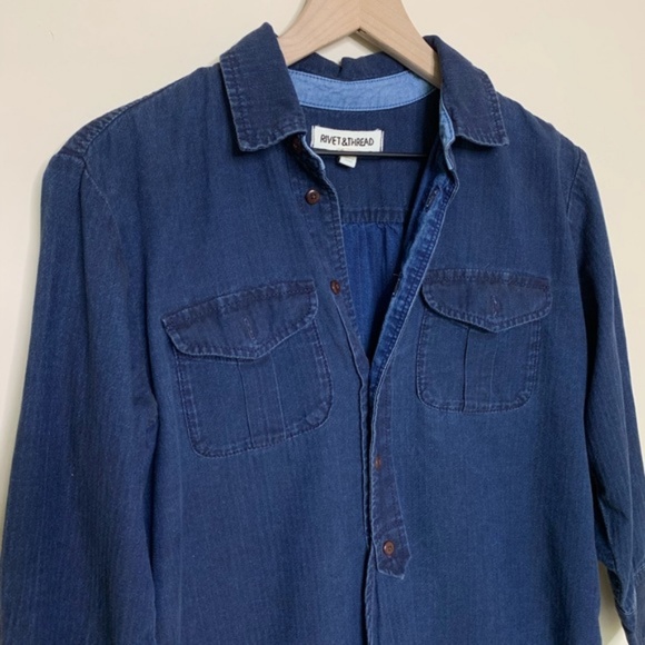 Madewell Rivet & Thread Indigo Chambray Popover - Picture 3 of 7